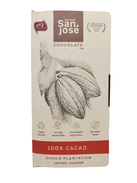 Hacienda San Jose - 100% Cacao - 50 grams Bar - Los Rios, Ecuador