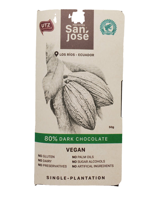 Hacienda San Jose - 80% Dark Chocolate - 50 grams Bar - Los Rios, Ecuador