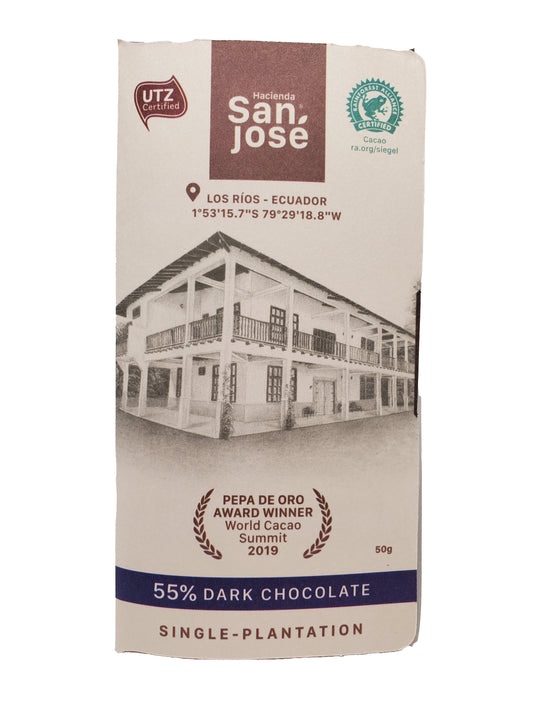 Hacienda San Jose - 55% Dark Chocolate - 50 grams Bar - Los Rios, Ecuador