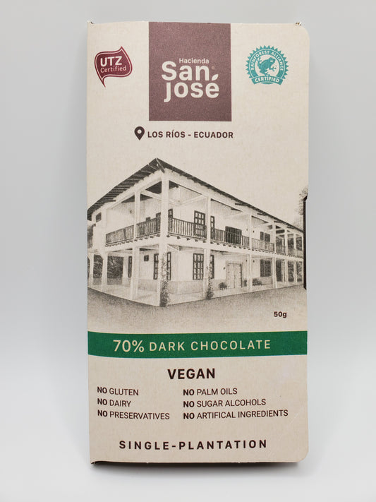 Hacienda San Jose - 70% Dark Chocolate - 50 grams Bar - Los Rios, Ecuador