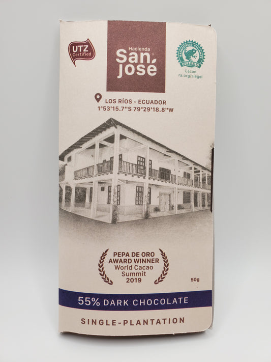 Hacienda San Jose - 55% Dark Chocolate - 50 grams Bar - Los Rios, Ecuador